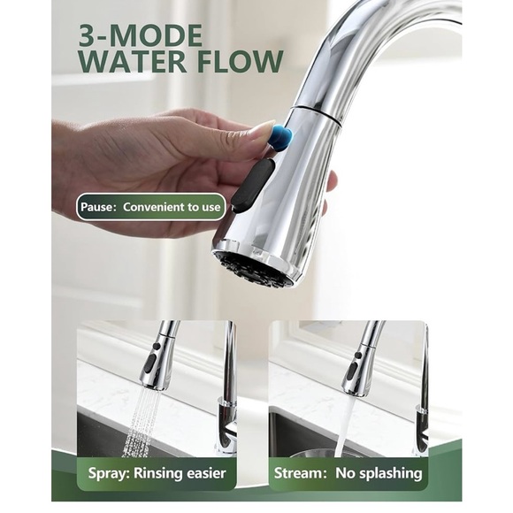 VFAUOSIT Chrome Kitchen Faucet with Sprayer Pull Down Faucet NEW - Picture 2 of 5